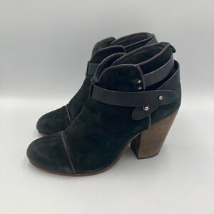 Rag & Bone Harrow Black Suede Ankle Booties Women's EU 37.5 (Fits‎ US Size 7.5)